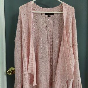 Fever Women's XL Pink Sparkling Long Sleeve Cardigan Casual Holiday Christmas